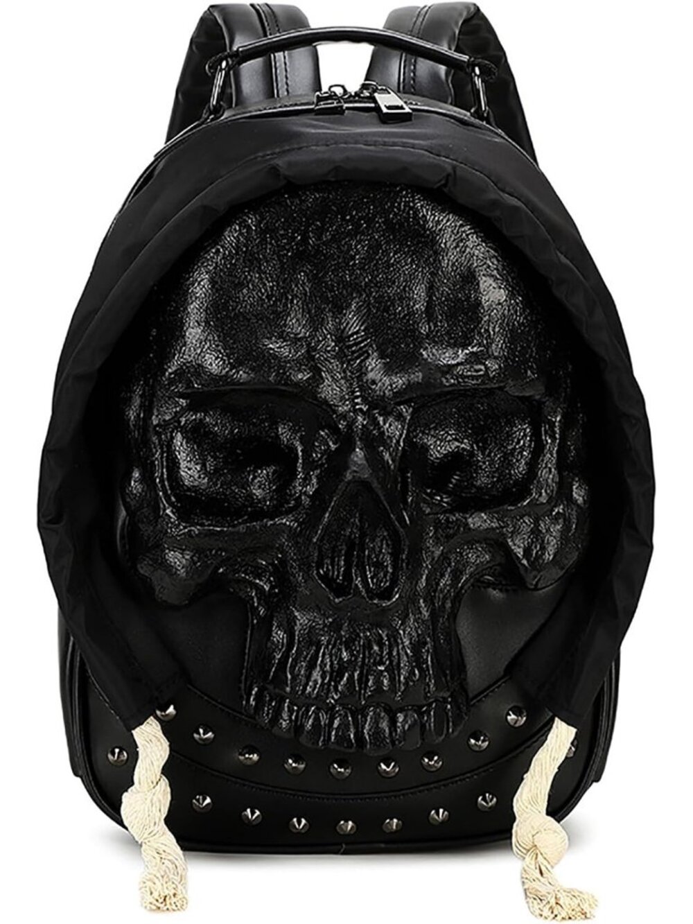 Women's Medium Black Skull Backpack Gothic Punk Halloween Horror 3D Chain Strap